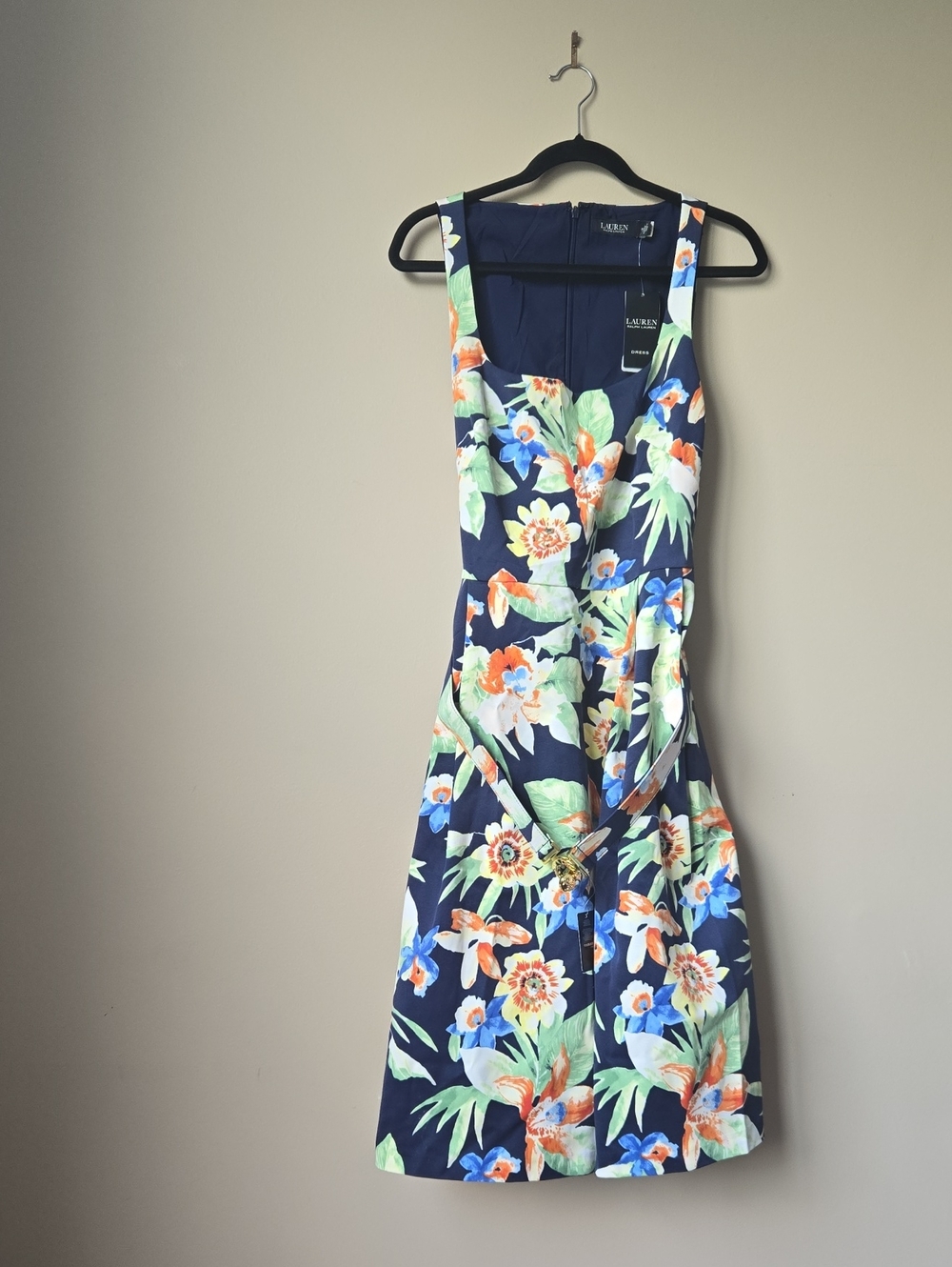 Lauren Ralph Lauren Navy Floral Fit-and-Flare Dress